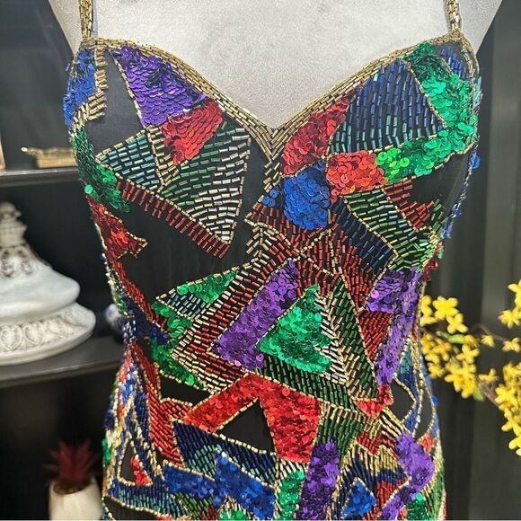 Vintage Lime “Nite” Full‑Sequin Mini Dress • Size US 4 • Retro Glam - Picture 3 of 14